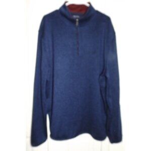 Nautica Men's XXL1/4 Zip Blue Flecked Long Sleeve Pullover Straight Hem NO TAGS